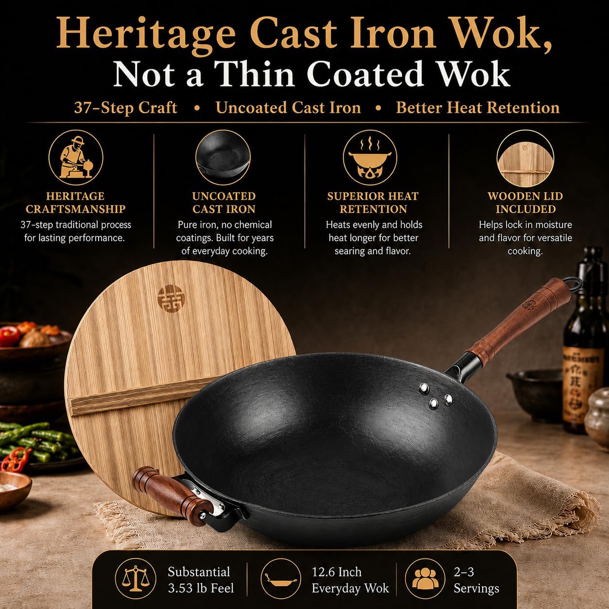 12.6 Inch Cast Iron Wok with W - Wok Electric Flat avis et prix
