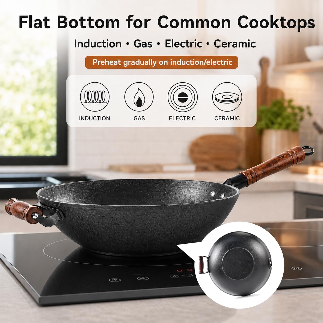 12.6 Inch Cast Iron Wok with W - Wok Electric Flat avis et prix
