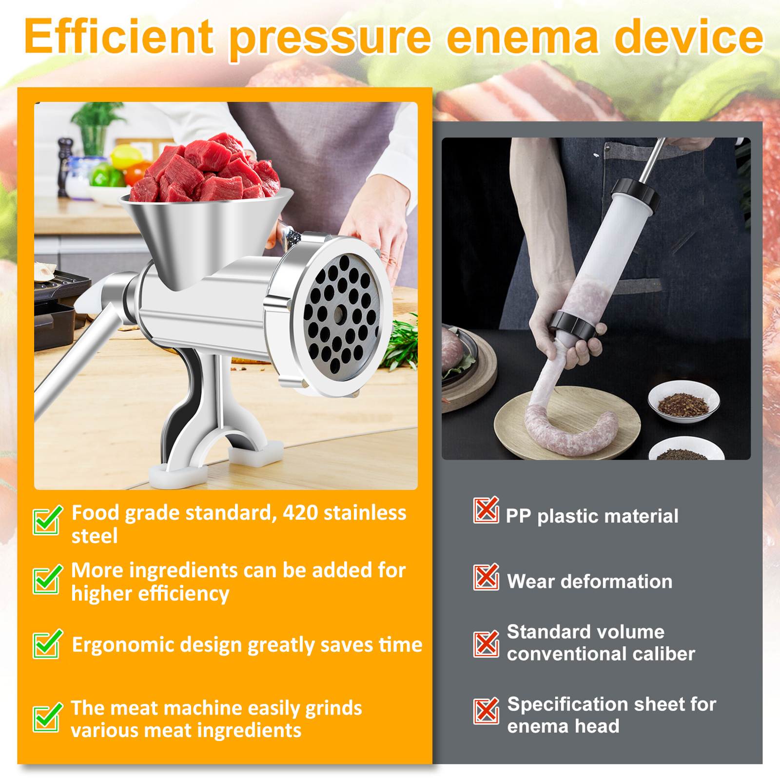 Manual Meat Grinder with Handl - Meat Grinder Attachment avis et prix