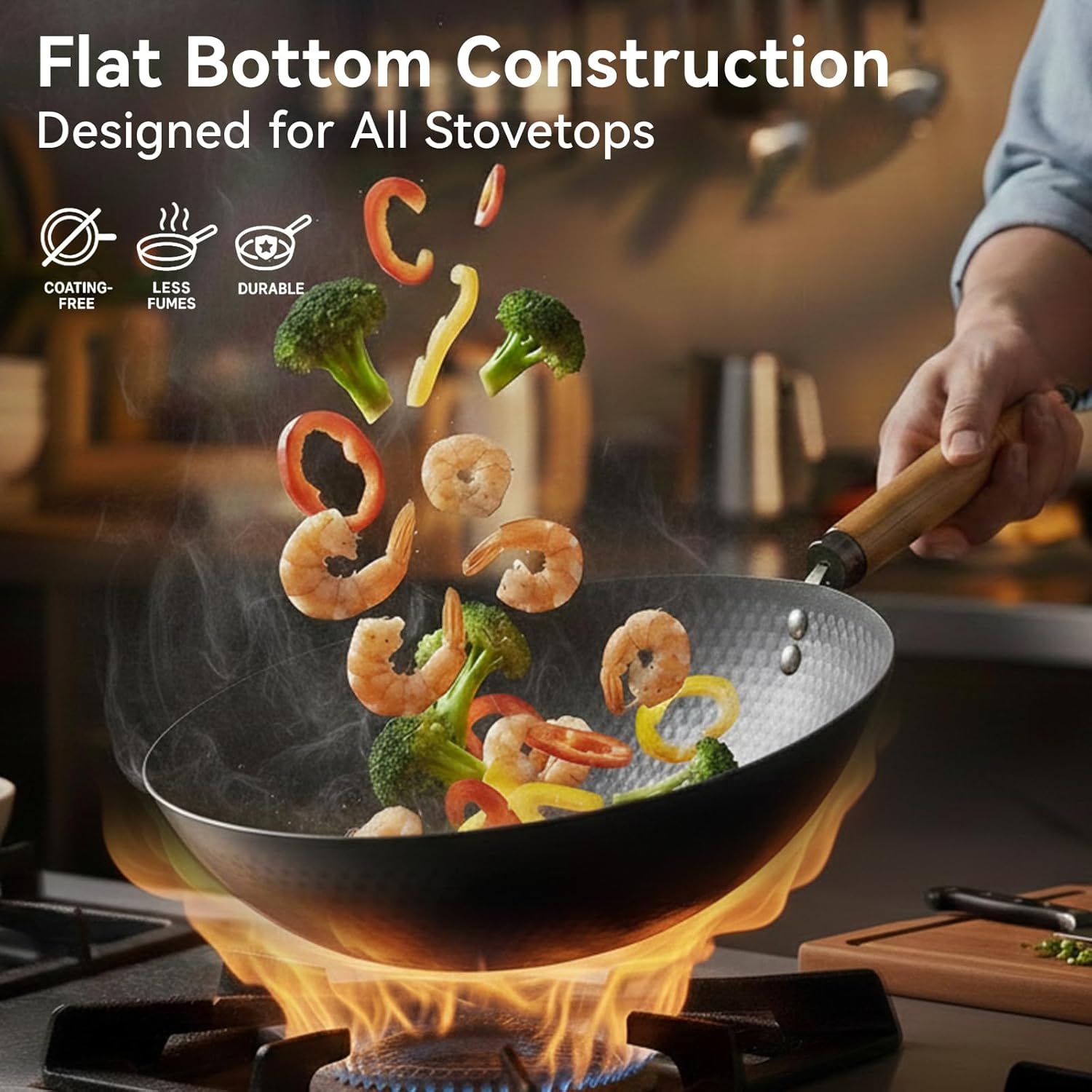 Carbon Steel Wok Pan with Lid, - Wok Electric Flat avis et prix