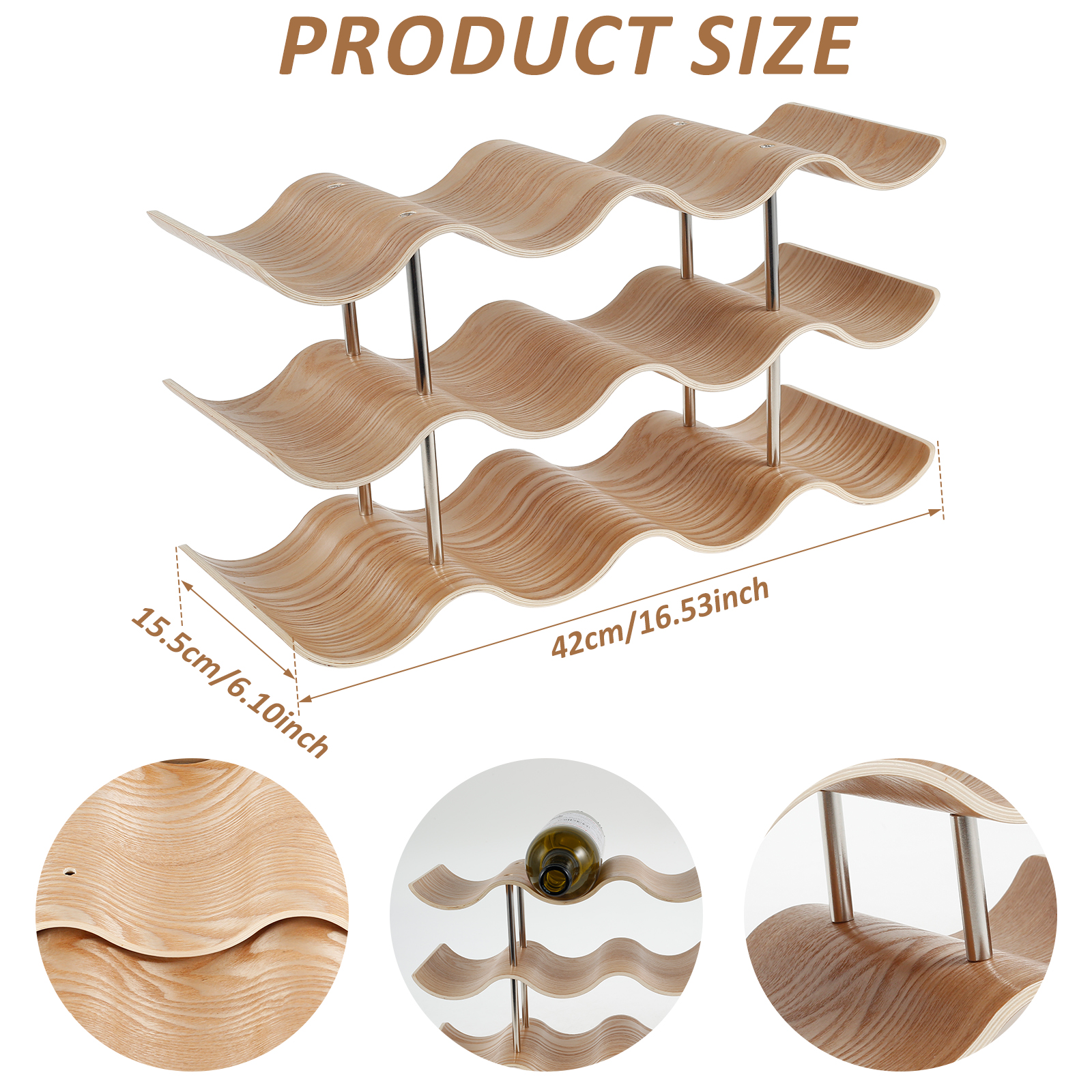 2/3-Tier Wooden Wine Rack Wavy - Kitchen Appliances Holder avis et prix