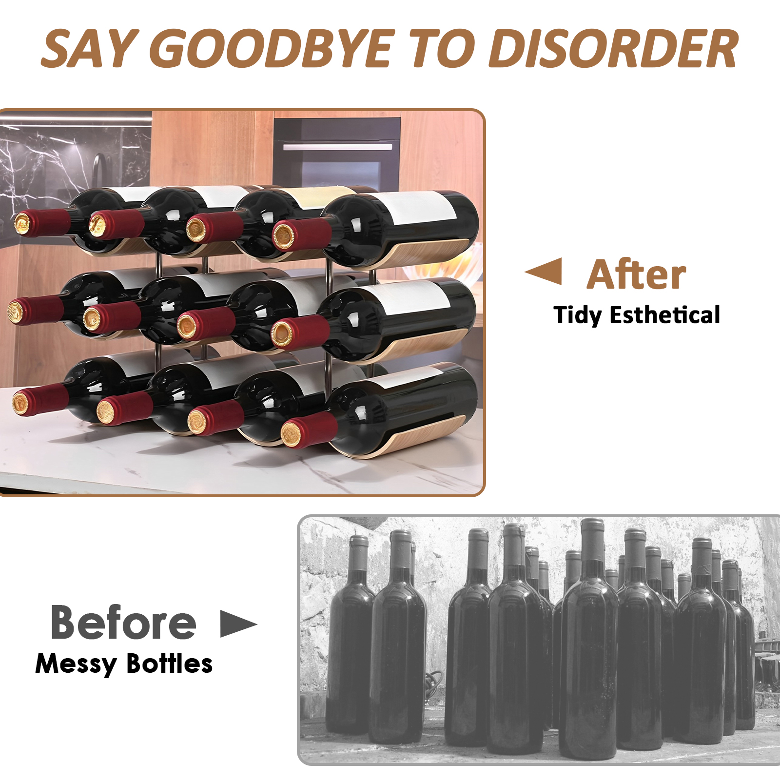 2/3-Tier Wooden Wine Rack Wavy - Kitchen Appliances Holder avis et prix