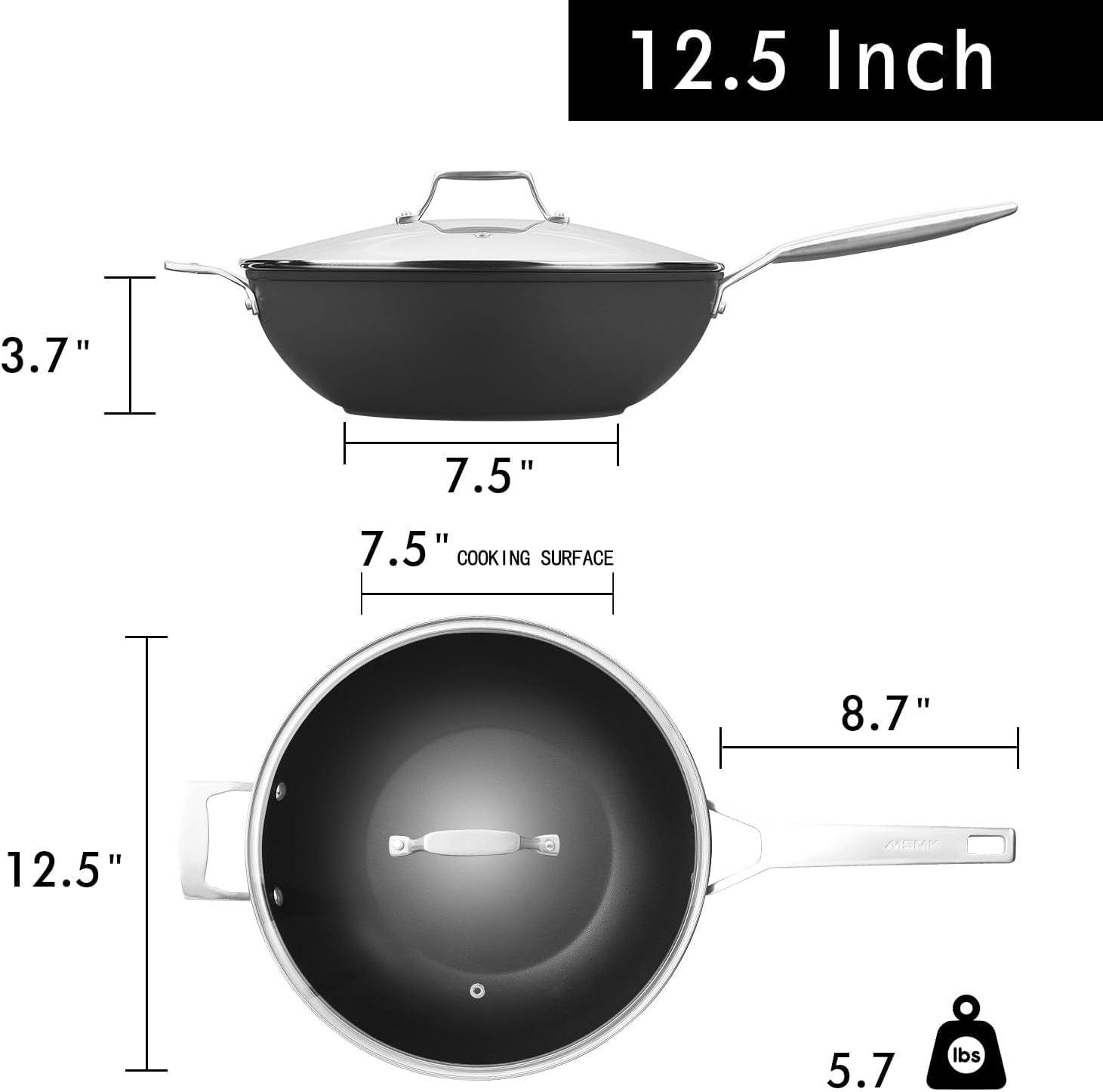 12.5 Inch Nonstick Wok Pan wit - Wok Electric Flat avis et prix