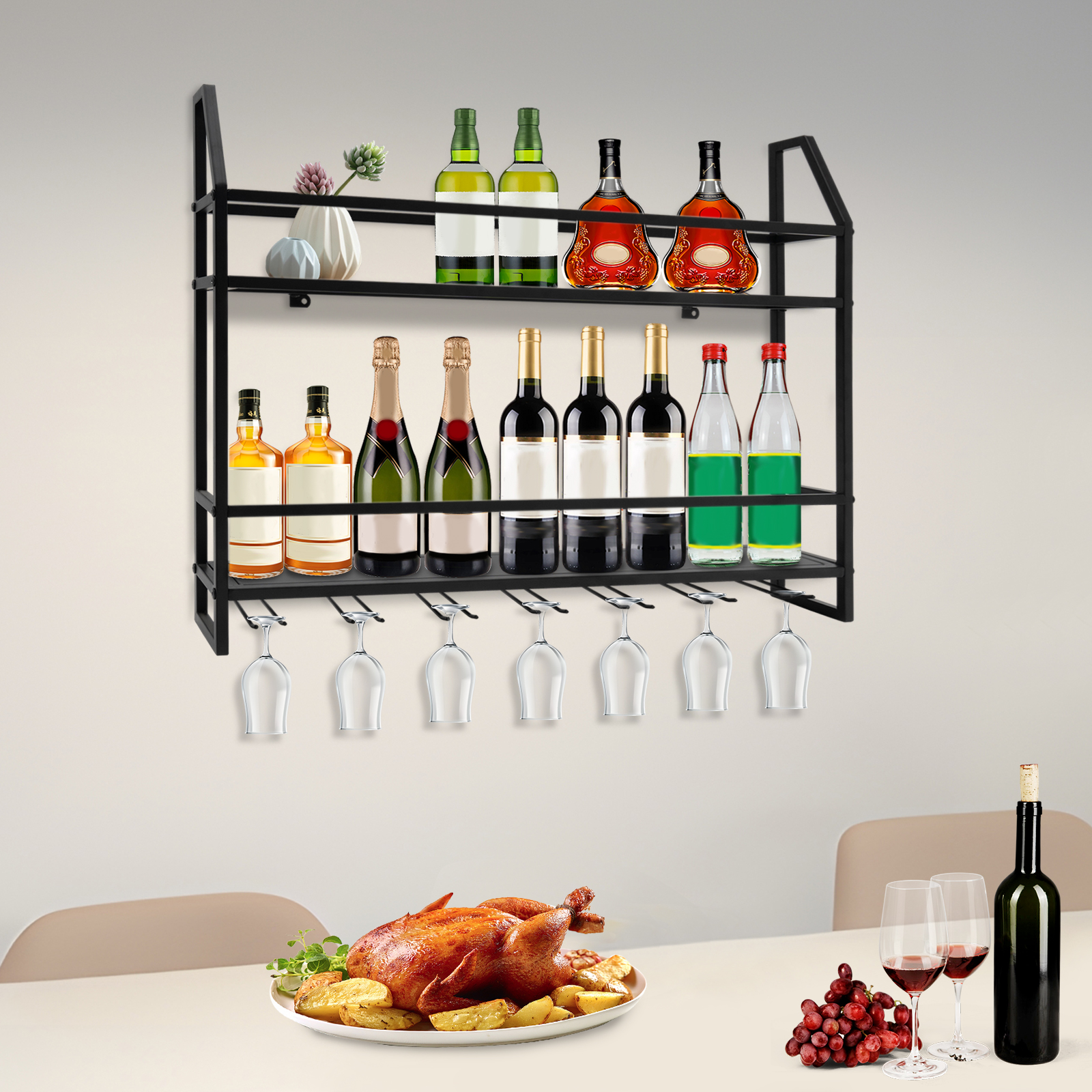 Double-layer Wine Rack Wall-Mo - Kitchen Appliances Holder avis et prix
