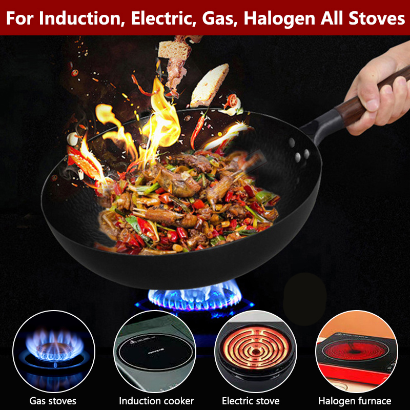 Carbon Steel Wok Pan 32cm Stir - Wok Electric Flat avis et prix