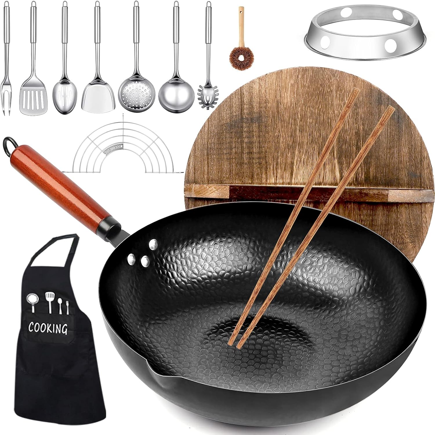 14 Piece Carbon Steel Wok Pan  - Wok Electric Flat avis et prix