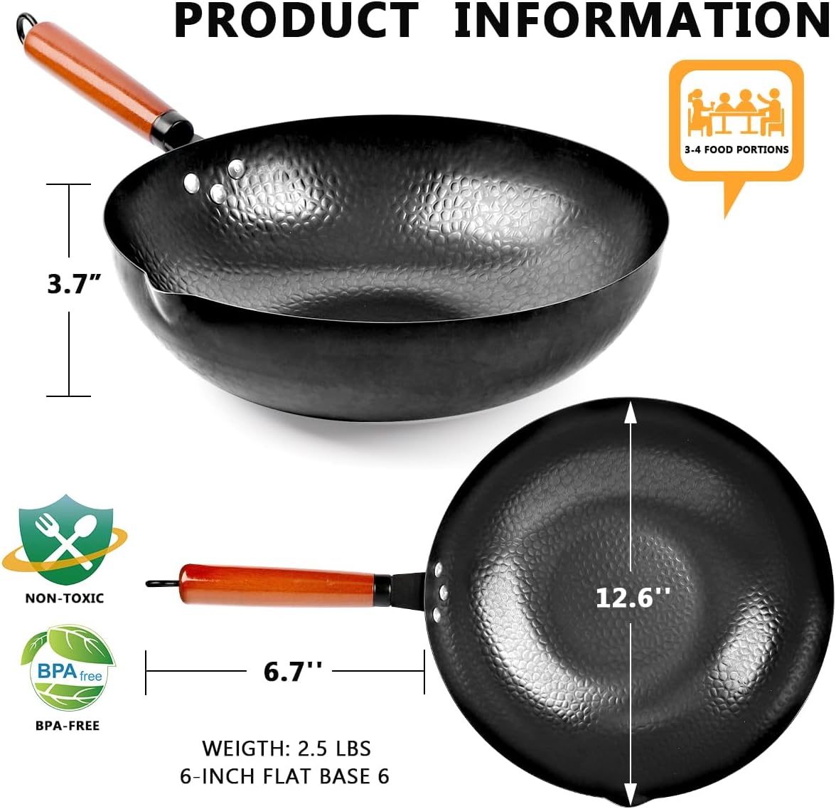 14 Piece Carbon Steel Wok Pan  - Wok Electric Flat avis et prix